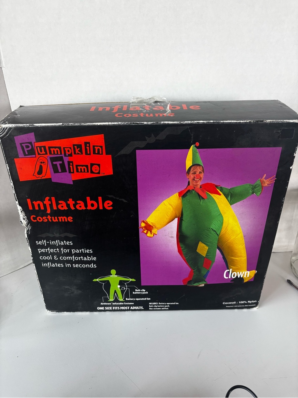 Rare Vintage Pumpkin Time Inflatable Clown Costume One size fits most Gemmy